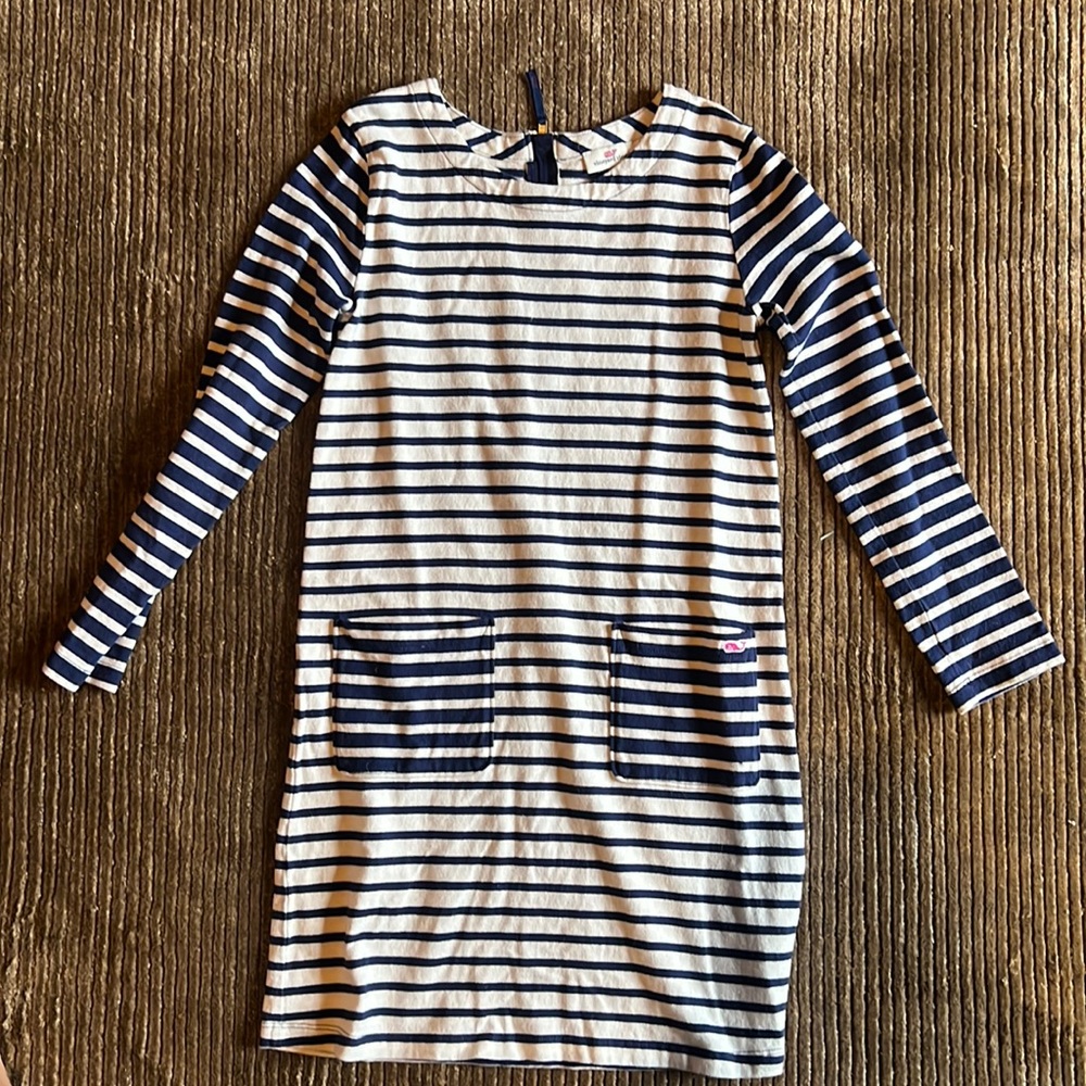 Vineyard Vines Navy/cream dress 10-12 mint condition